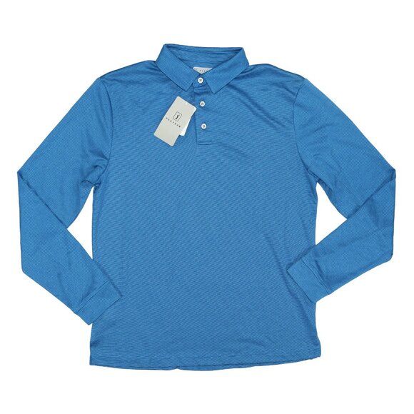 PGA Tour Moisture Wicking Long Sleeve Men's Golf Polo Shirt NWT Imperial Blue - Picture 1 of 2